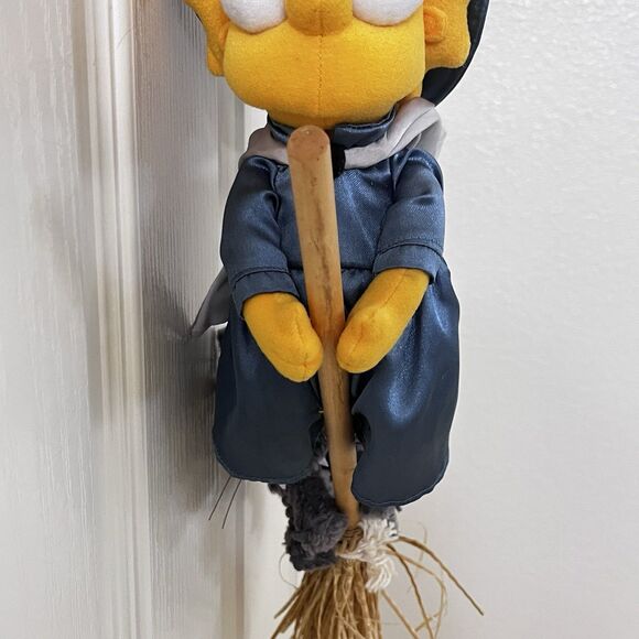 Vintage Applause Witch Lisa Simpson on Flying Broom with Cat Plush Halloween - Picture 4 of 16
